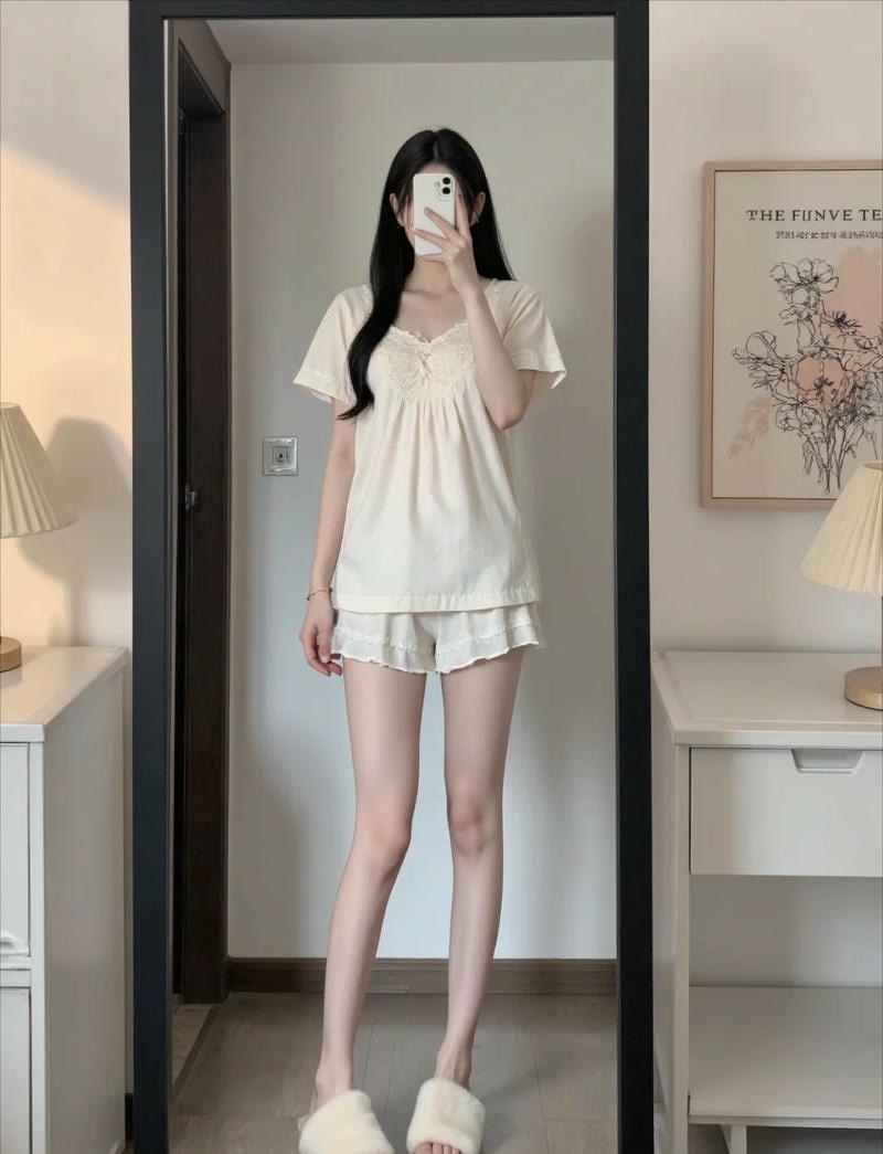 Gái xinh mặc đồ ngủ tinh đặc dính đầy mặt