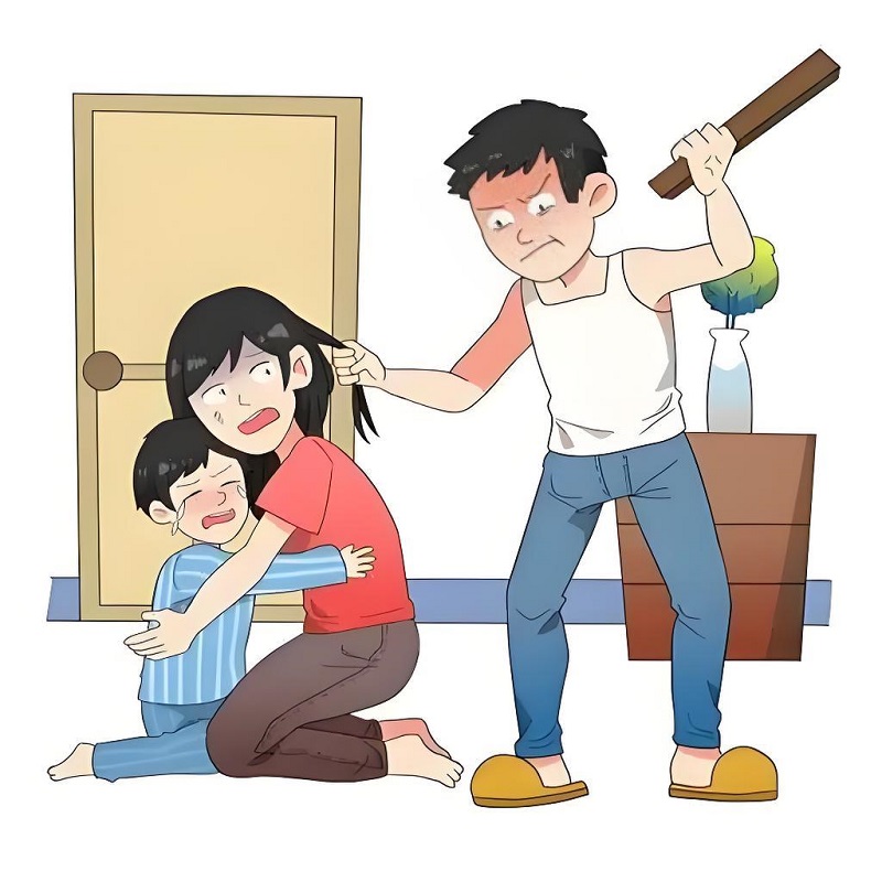 Tranh vẽ bạo lực gia đình đơn giản mà sâu sắc