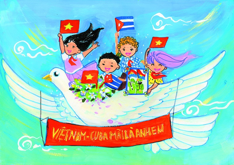 Những mẫu vẽ thiếu nhi Việt Nam Cuba tươi vui