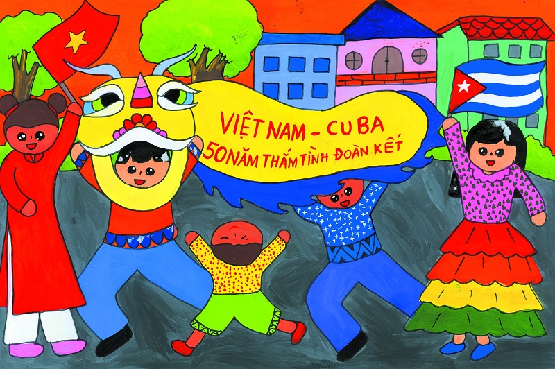 Vẽ tranh thiếu nhi Việt Nam Cuba tham gia lễ hội