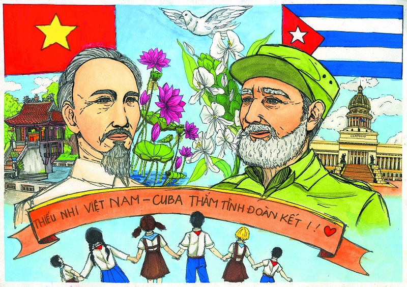 Những mẫu vẽ thiếu nhi Việt Nam Cuba ấn tượng