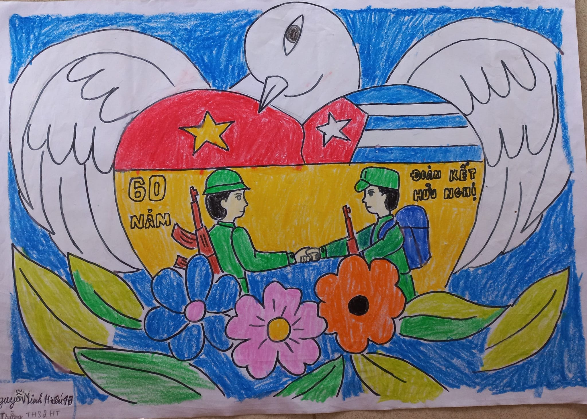 Vẽ thiếu nhi Việt Nam Cuba với trái tim yêu thương