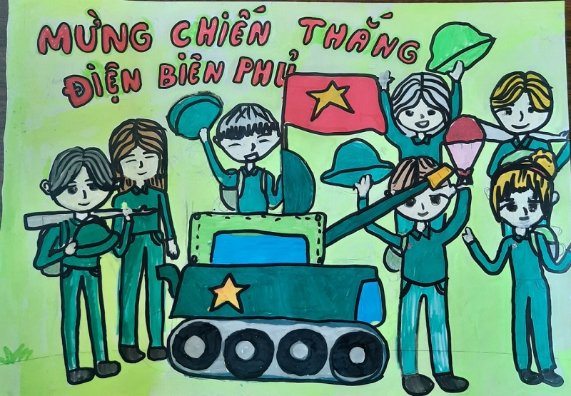 Tranh vẽ tái hiện hình ảnh bộ đội năm xưa