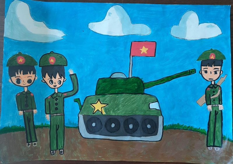 Tranh học sinh tiểu học vẽ đơn giản mà ý nghĩa
