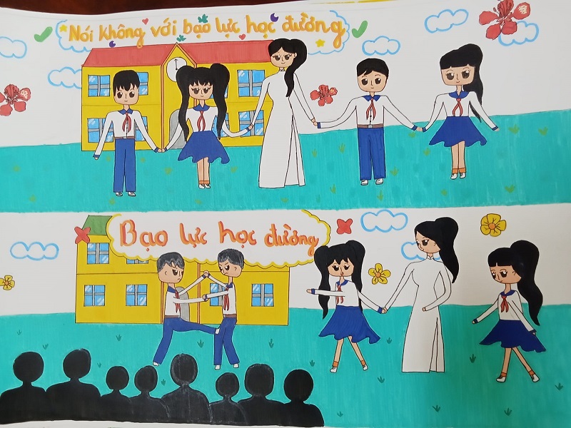 Vẽ tranh nói không với bạo lực học đường ý nghĩa nhất