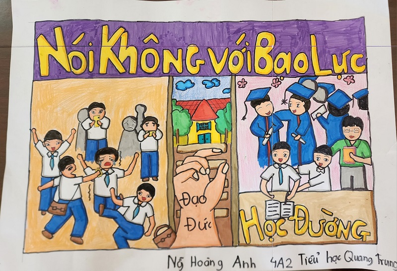 Vẽ tranh lớp 5 đề tài không bạo lực học đường dễ vẽ