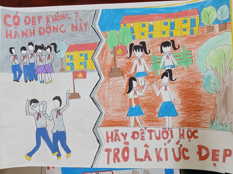 Hình vẽ tuyên truyền không bạo lực trong trường học