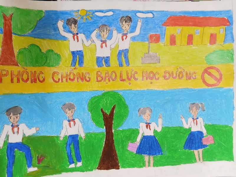 Ý tưởng vẽ tranh nói không với bạo lực học đường đẹp