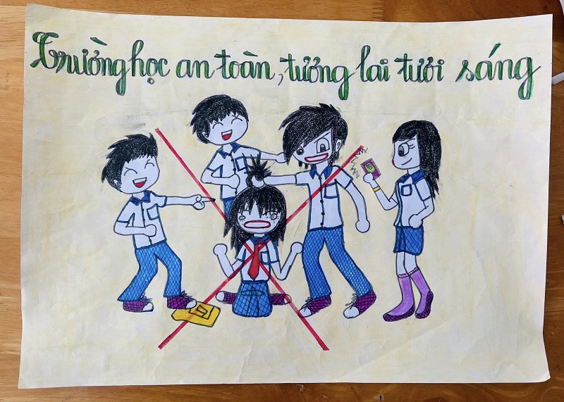 Sáng tạo với vẽ tranh chủ đề không bạo lực học đường