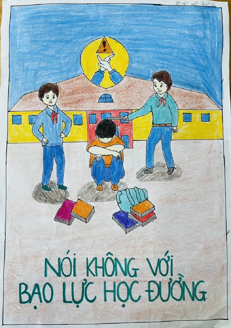 Vẽ tranh vận động học sinh tránh bạo lực học đường