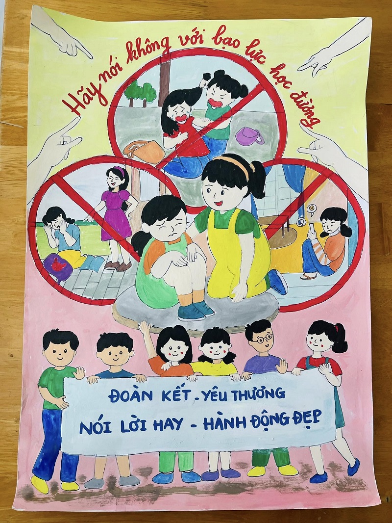 Mẫu vẽ tranh dễ dàng về chống bạo lực học đường