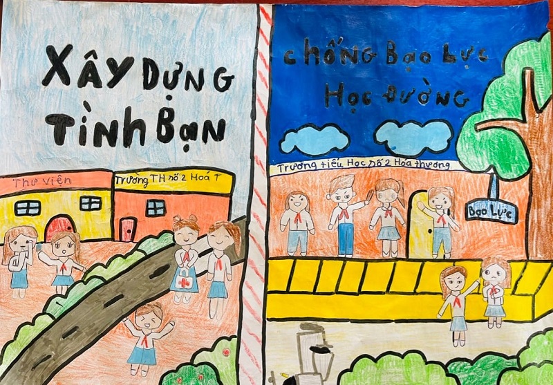 Vẽ tranh nêu cao tinh thần chống bạo lực trong trường