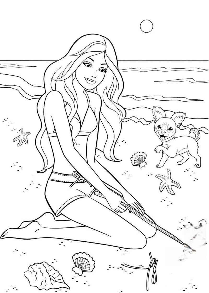 Tô màu Barbie đi biển
