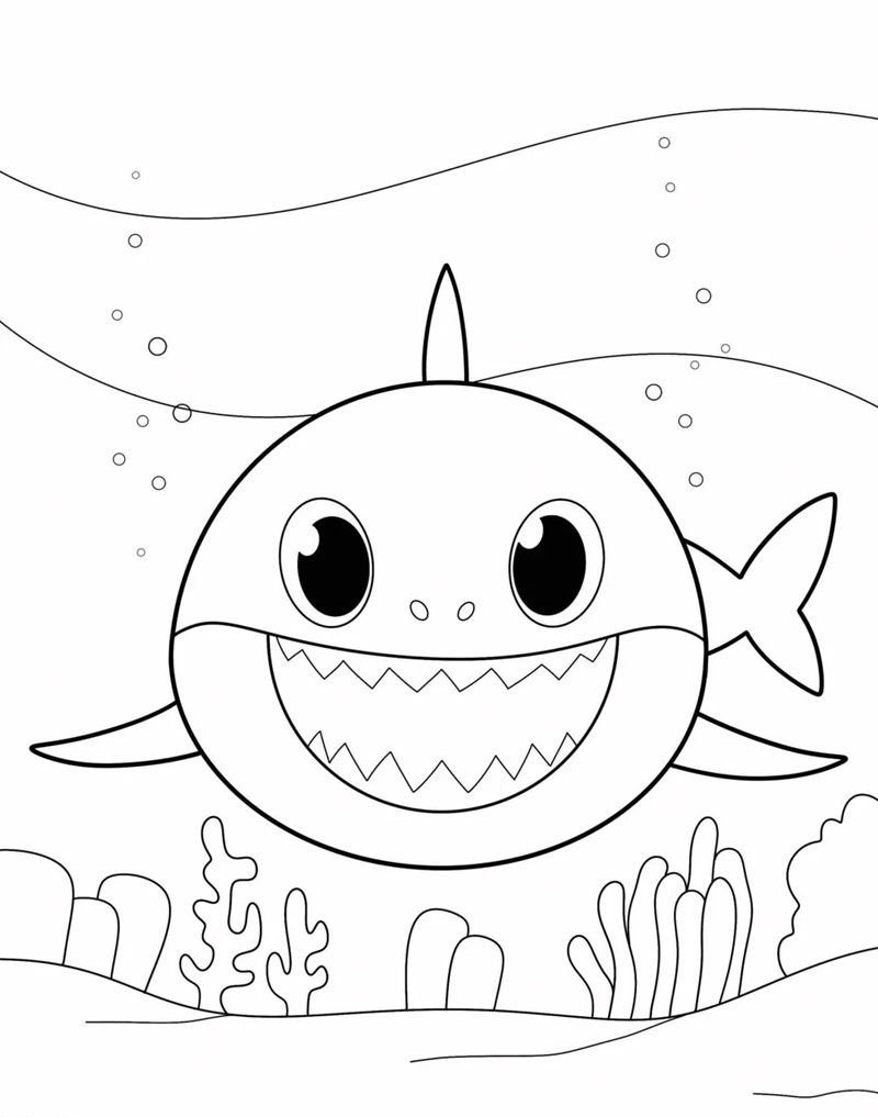 Tranh tô màu cá mập Baby Shark