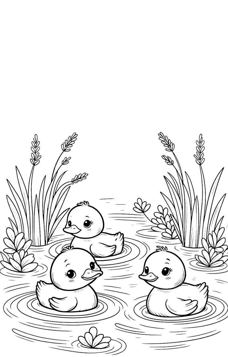 Tô màu con vịt dưới ao