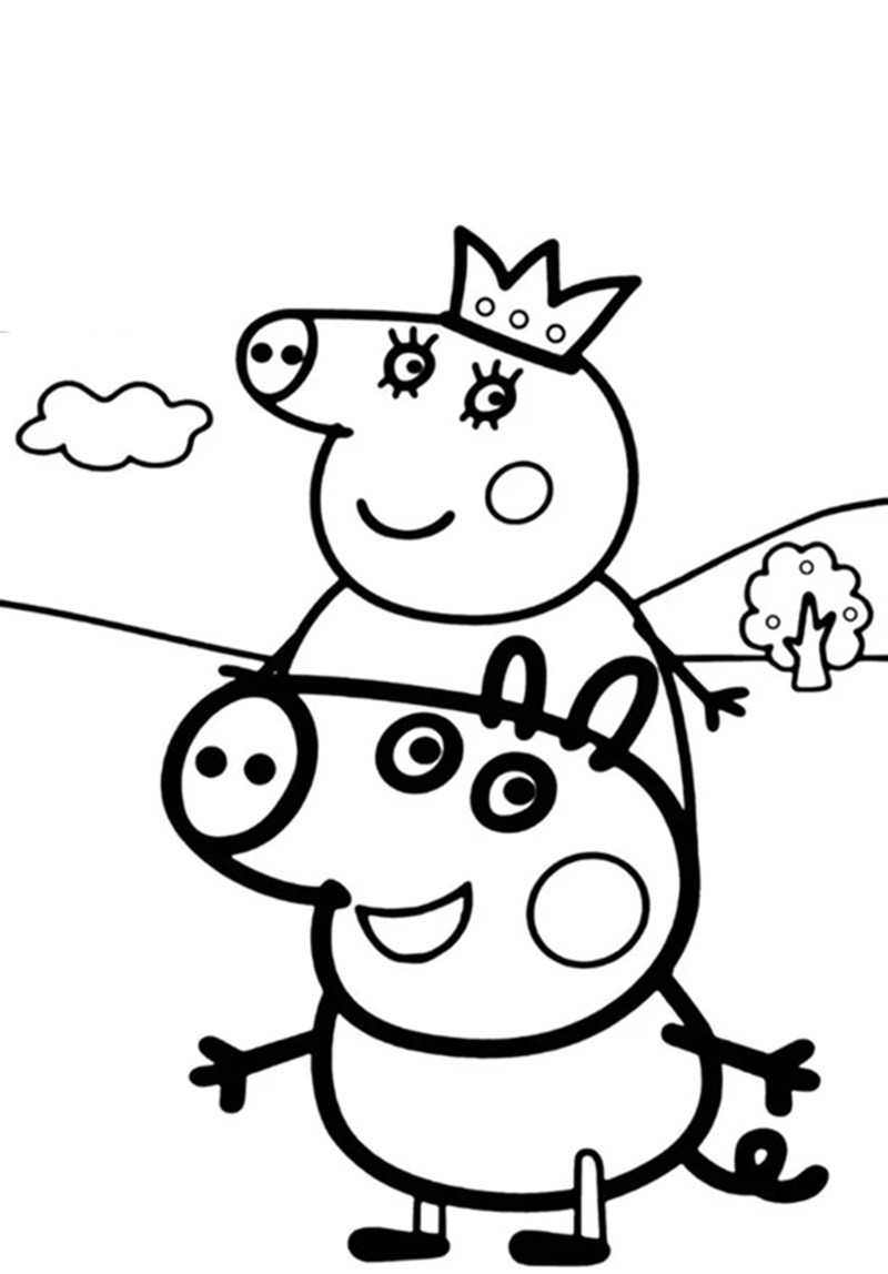 Mummy Pig tưới cây trong vườn
