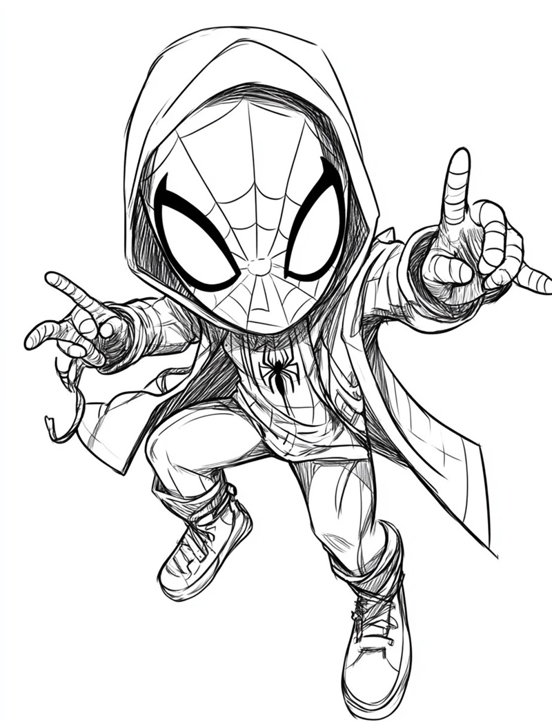 Tranh tô màu Spider-Man chibi đáng yêu