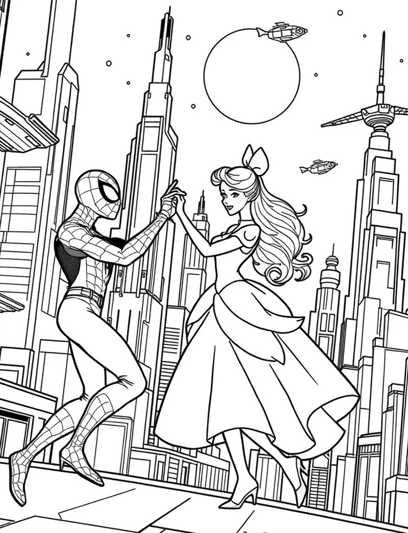 Tranh Spider-Man đang chơi đùa