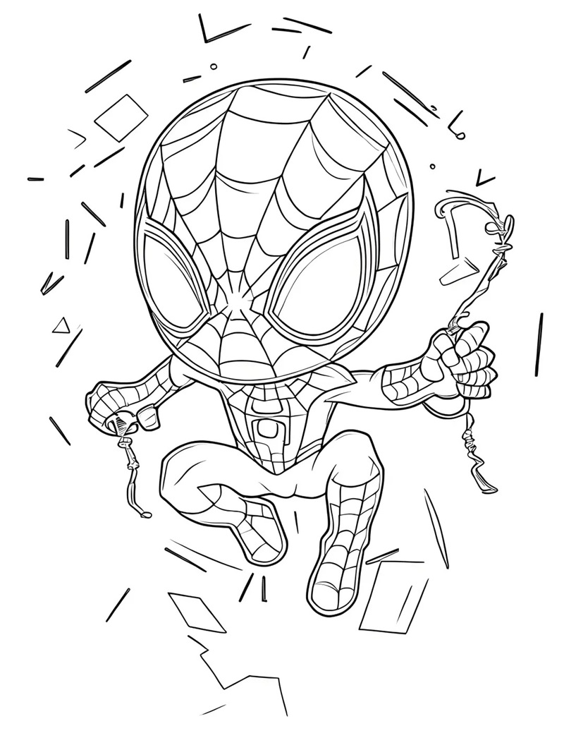 Tranh tô màu Peter Parker đang bay