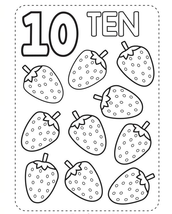 Hình vẽ số 10 dễ thương cho bé
