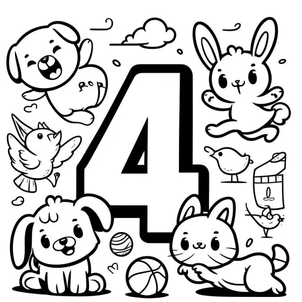 Hình tô số 4 rõ nét, dễ in