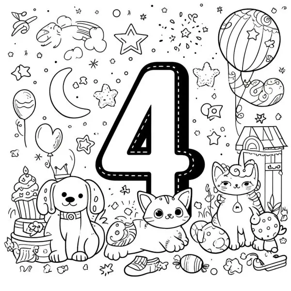 Tô màu số 4 cùng 4 chú mèo