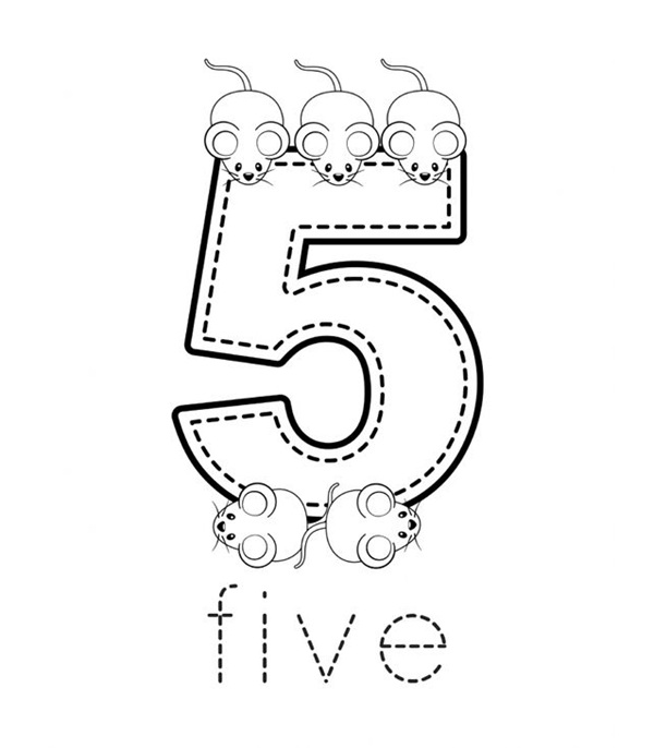 Bé tô màu số 5 với 5 chú gà