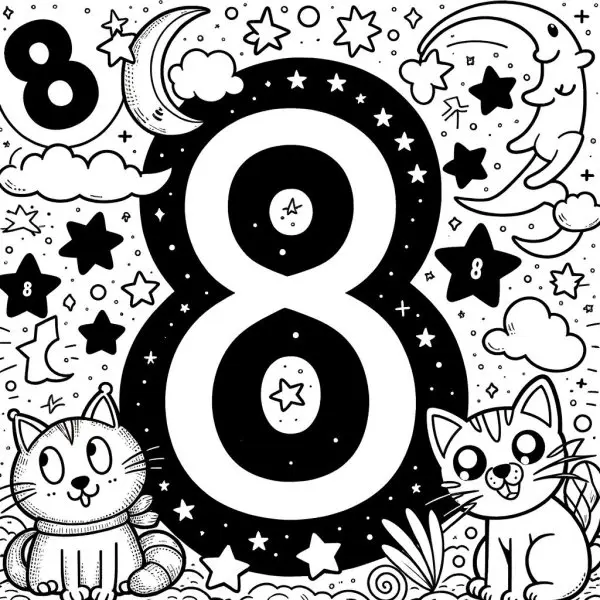 Hình vẽ số 8 có biểu cảm đáng yêu