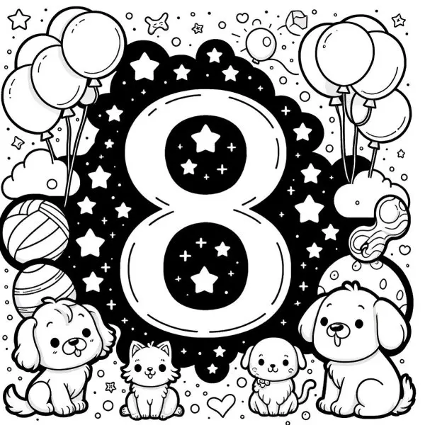 Hình tô số 8 và 8 con chim