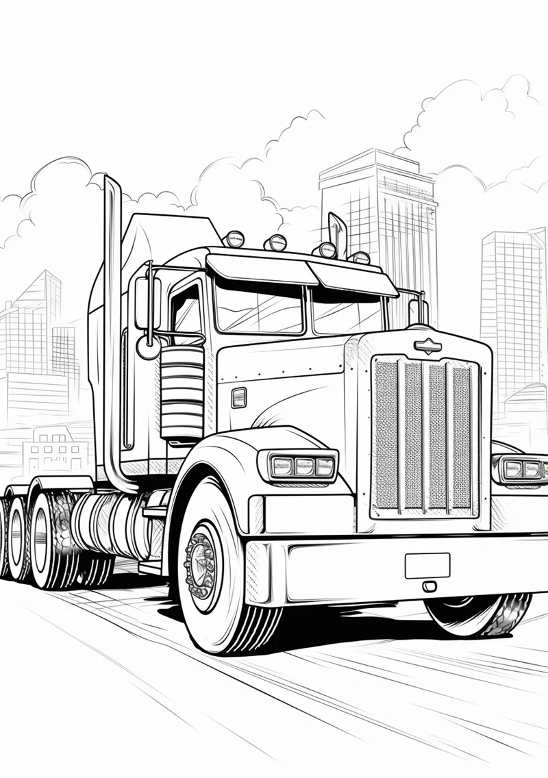 Bé tập tô xe tải dễ thương