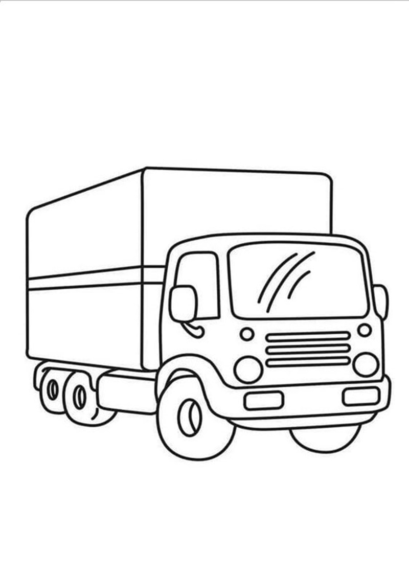 Hình vẽ xe tải có nền cảnh núi