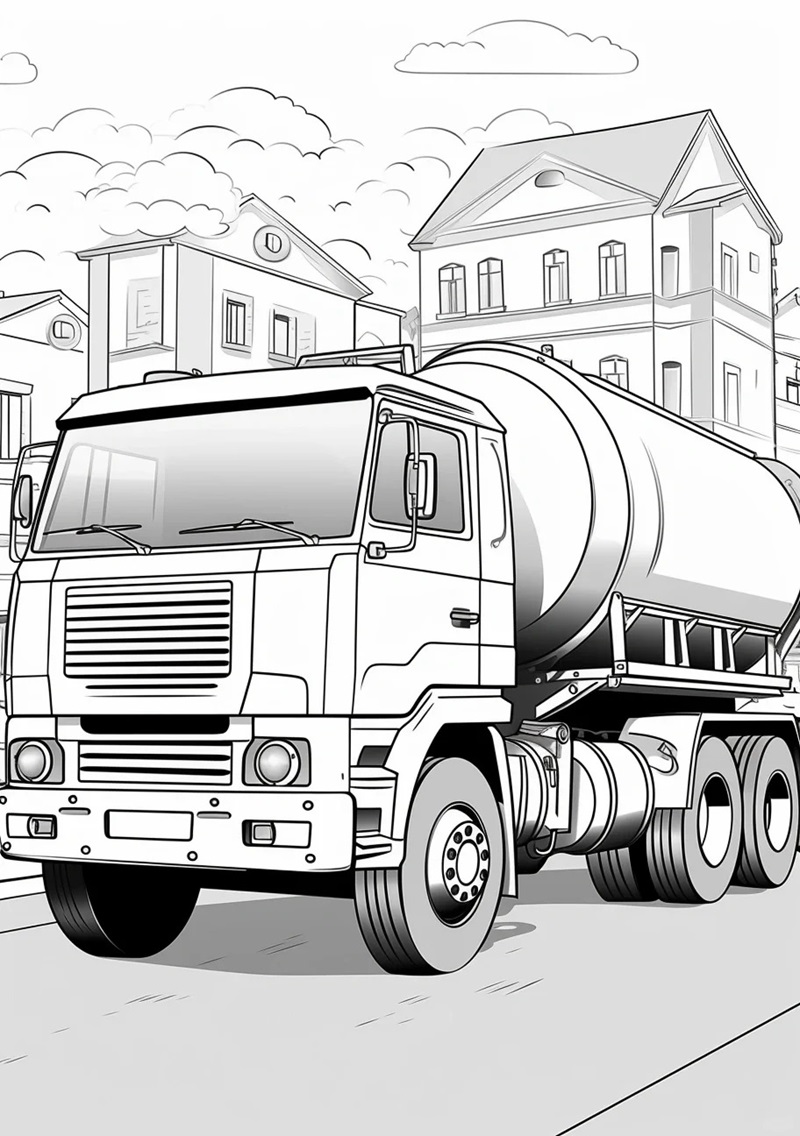 Tranh xe tải dễ in cho lớp mầm