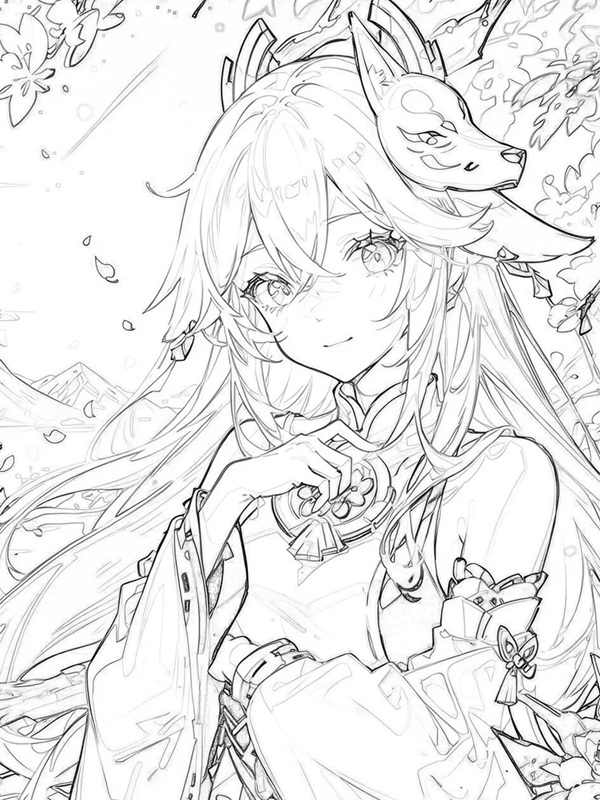 Tranh tô màu anime nữ chiến binh
