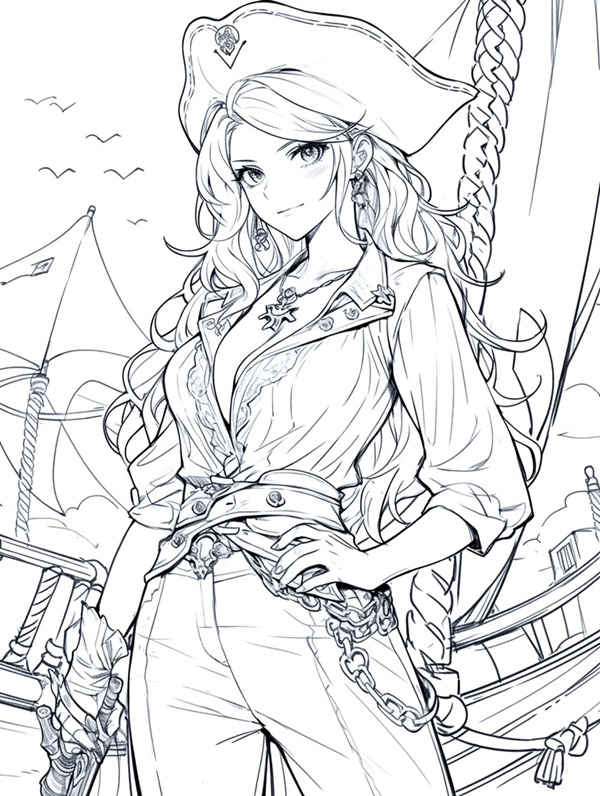 Hình vẽ anime girl đi boots cao cổ