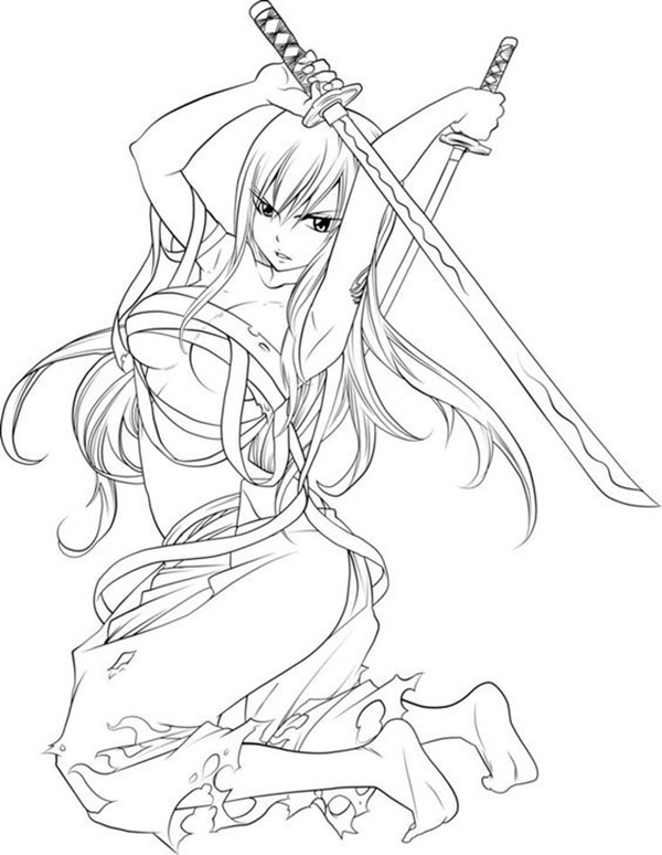 Cô gái anime đứng trong mưa