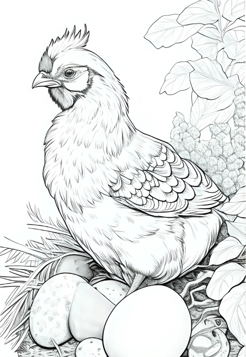 Hình gà mái đứng dưới tán cây