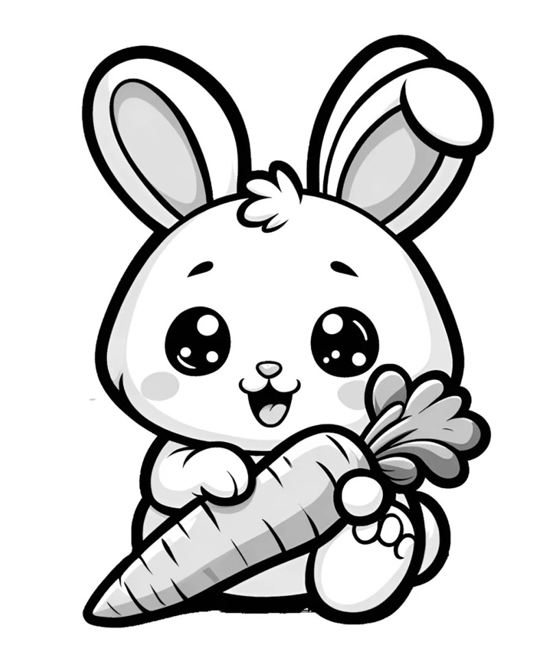 Hình tô chú thỏ cười vui vẻ