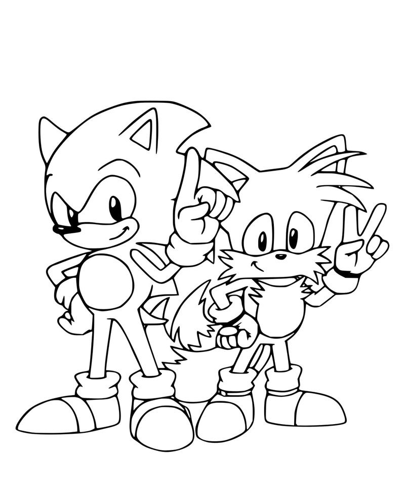 Tranh tô màu Sonic đứng tạo dáng