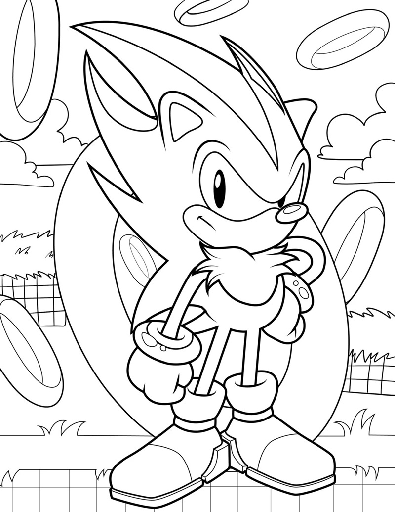 Tranh tô màu Sonic đang chiến đấu