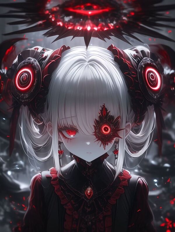 Ác quỷ anime nữ ngầu bóng đỏ tối