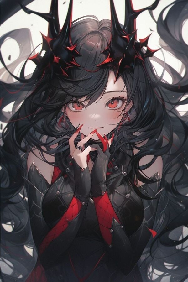 Ác quỷ anime nữ ngầu đôi mắt đỏ