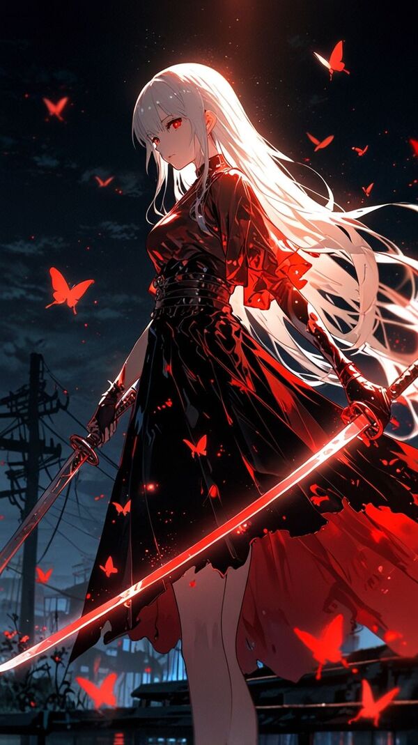 Ác quỷ anime nữ ngầu ma thuật đỏ