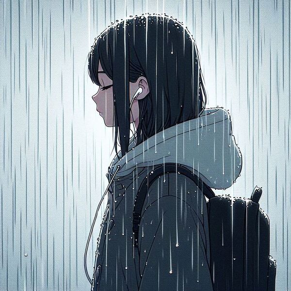 Anime buồn khóc trắng đen nhìn xa