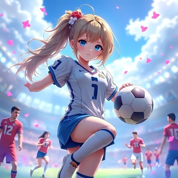 Anime đá bóng mặc đồng phục trắng 