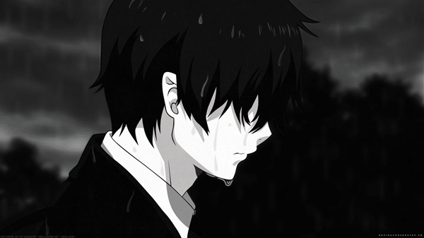Anime nam buồn khóc trắng đen đêm tối
