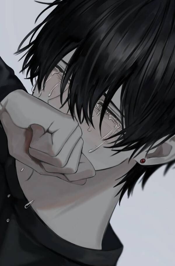 Anime trắng đen buồn khóc một mình