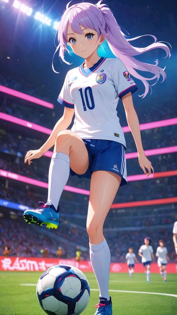 Cô gái anime đá bóng dễ thương