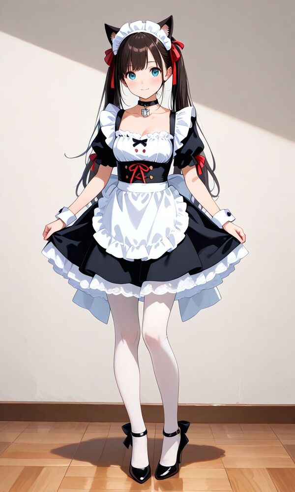 Hầu gái cosplay váy xanh trắng