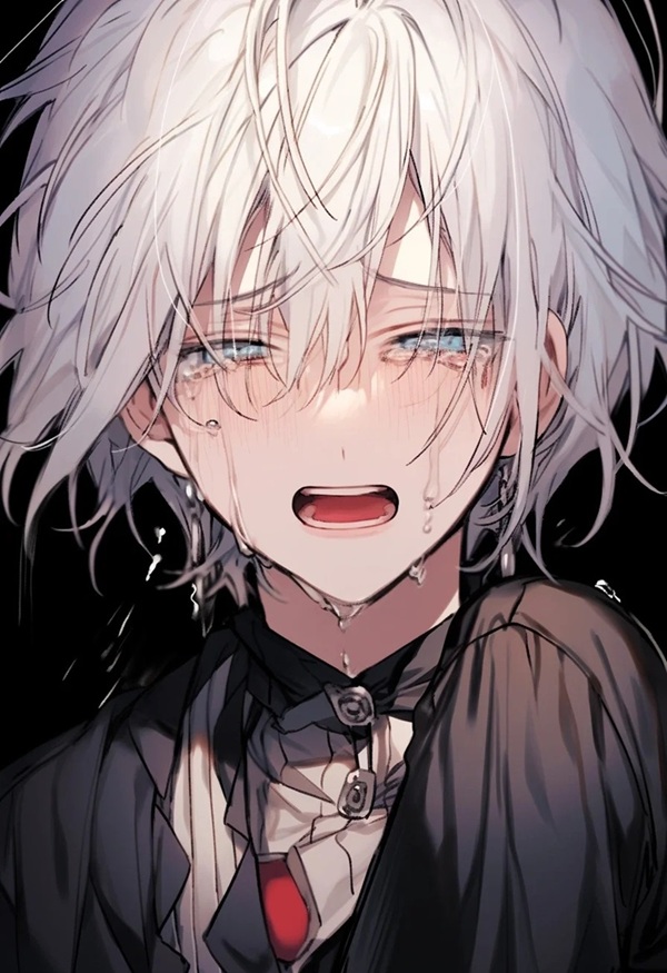 Hình anime buồn khóc trắng đen