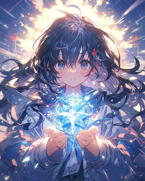 Hình anime phép thuật với ánh sáng diệu kỳ